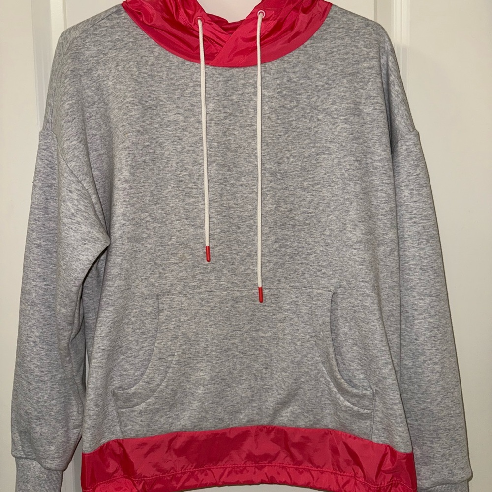 NWOT Zella Gray Hoodie with Pink Accents - XSmall